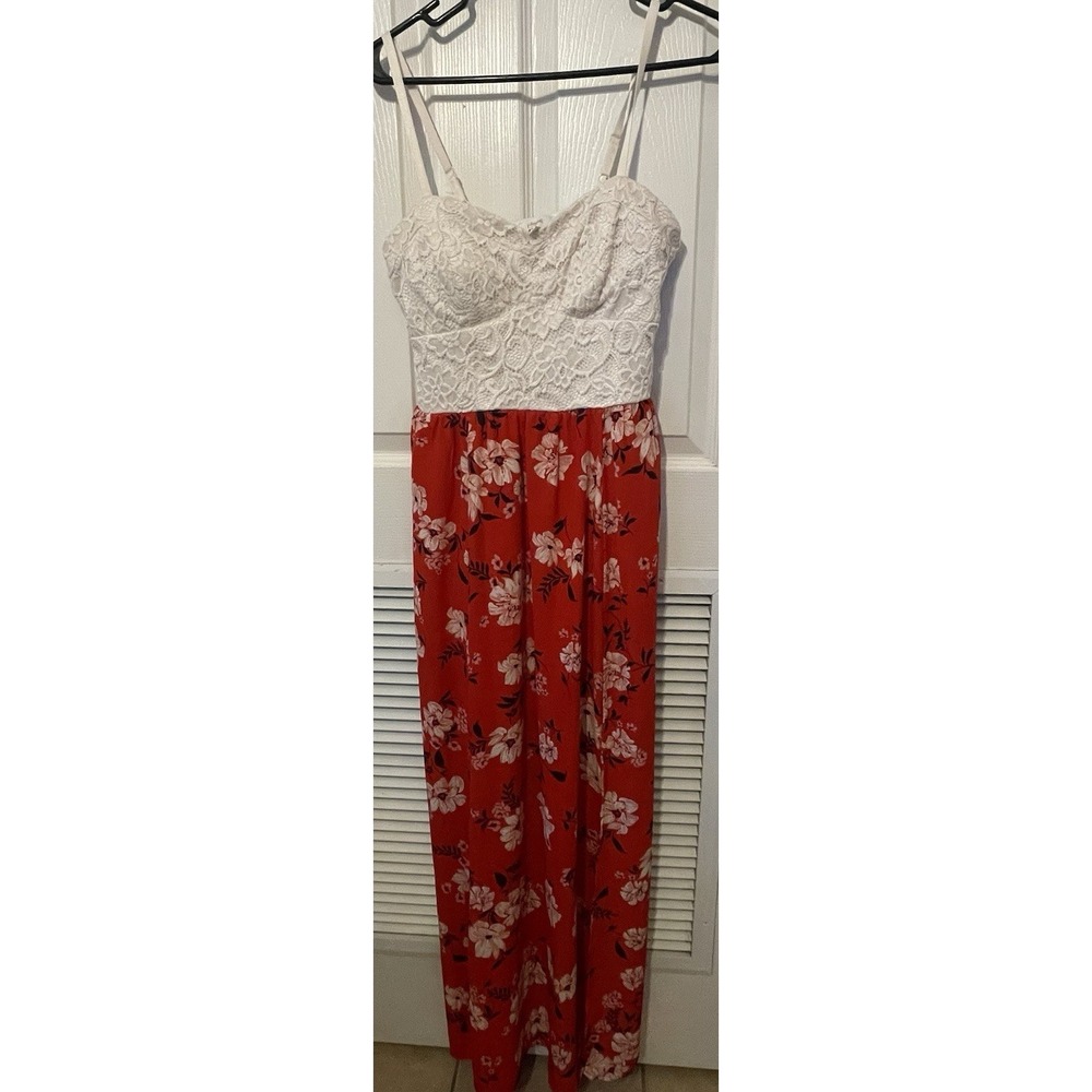 Candies Floral Maxi Dress Lace Corset Front Slit Cottagecore M - Picture 3 of 10